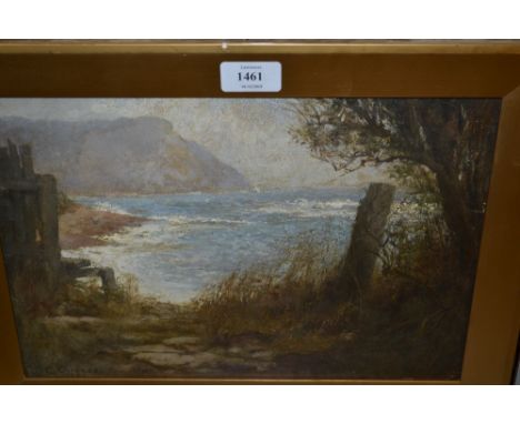 C. Ouless, signed oil on panel, view across a coastal inlet, 9ins x 13ins