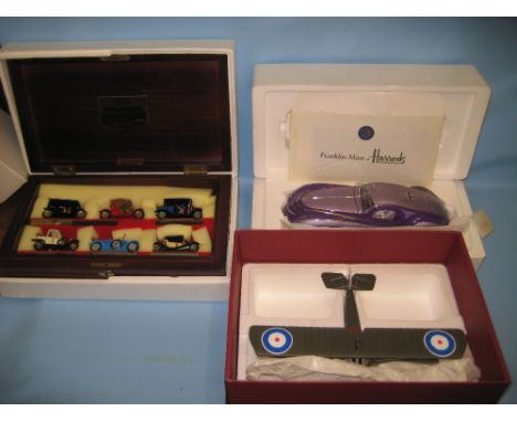 Britains boxed model of a Sopworth camel, a Franklin Mint model of a Duesenberg car and a Matchbox presentation set of six Ye