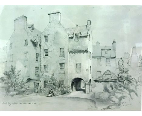 11 monochrome lithographs, after James Duffield Harding, depicting various street scenes with figures