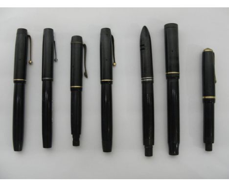 Seven vintage fountain pens to inc Mont Blanc with 14ct calligraphy nib, Duofold Osmia, etc