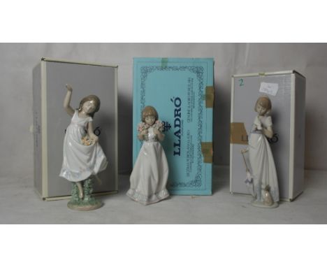 Three boxed Lladro figures of ladies to inc. "Summer Stroll" 7611, 7603 & 6580