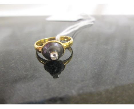 A Georgian black pearl & diamond ring