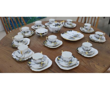 A Shelley 'Tall Trees' part tea service CONDITION REPORT: In very good condition with no chips, cracks or restoration