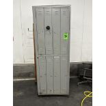 2-level, 8-Door Steel Lockers. Approx 32" x 21" x 7'