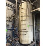 Lot of Poly Tank w/ inflow / outflow pipes and steel ladder, 10. 5ft x 42" Diameter 715L