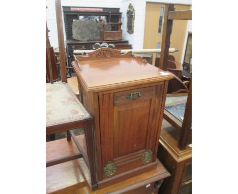 A late Victorian mahogany coal purdonium cabinet and a similar period mahogany frame stick stand