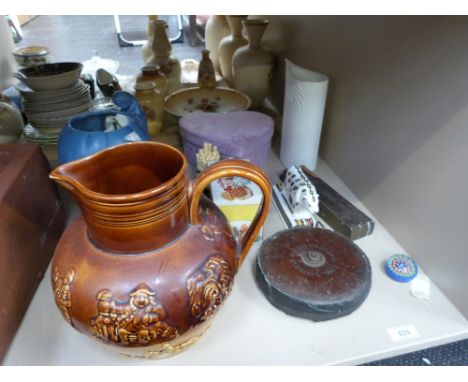 A selection of miscellaneous including Arthur Wood treacle glaze jug, a Sylvac Pixie jug, a Wedgwood Noah's Ark Panther, RAF 