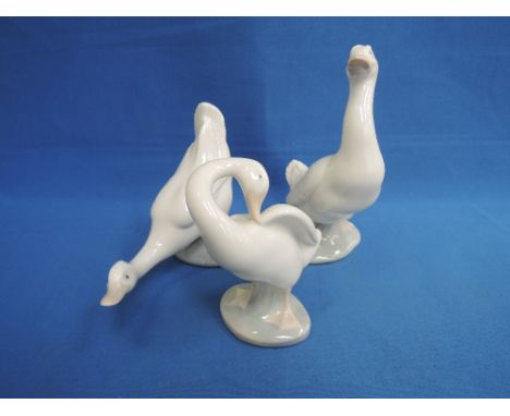 Three Lladro studies, geese