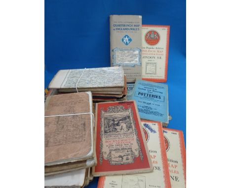 A selection of vintage maps including Ordnance Survey and cycling interest