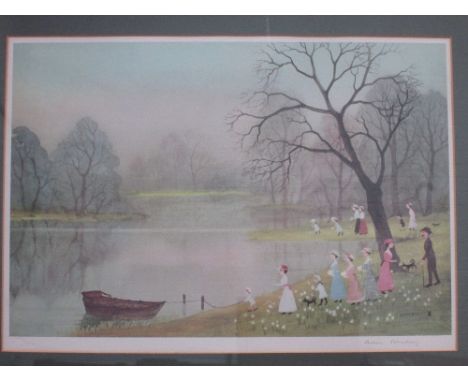 A print after Helen Bradley, April Boating Lake, signed