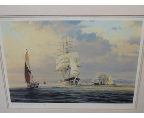 A pair of Limited Edition prints after Peter Taylor, historic maritime scenes, Liverpool and Clyde, signed and an Edwardian p