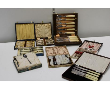 A selection of vintage cased cutlery 