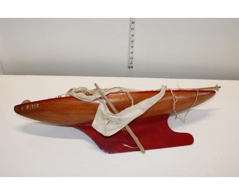 A vintage wooden pond yacht 
