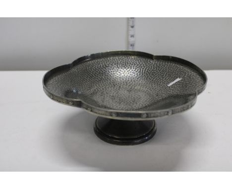 Vintage hammered pewter footed bowl 