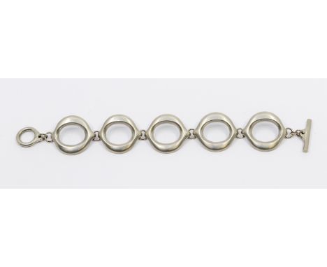 Jorgen Jensen- a Modernist Danish pewter bracelet, comprising open organic links with a brushed finish, each approx 25mm wide