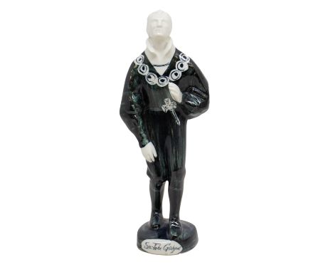 A Briglin Pottery figure of Sir John Gielgud as Hamlet, designed by Susan Parkinson, No. 186, signed to base.