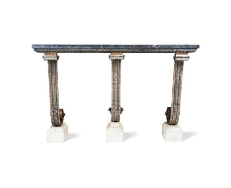 MANNER OF EDGAR BRANDT ART DECO CONSOLE TABLE, CIRCA 1930 marble, wrought steelDimensions:137cm wide, 82cm high, 36cm deep