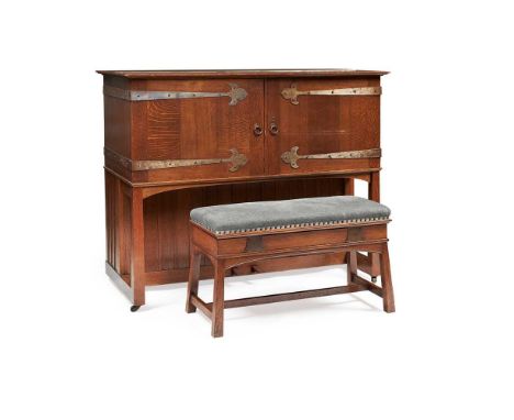 Y MACKAY HUGH BAILLIE SCOTT (1865-1945) FOR JOHN BROADWOOD & SONS, LONDON ARTS & CRAFTS ‘MANXMAN’ PIANO AND STOOL, CIRCA 1904