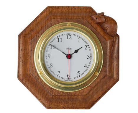 ROBERT ‘MOUSEMAN’ THOMPSON (1876-1955) WALL CLOCK, CIRCA 1990 oak, with carved mouse signature, fitted with a later movementD