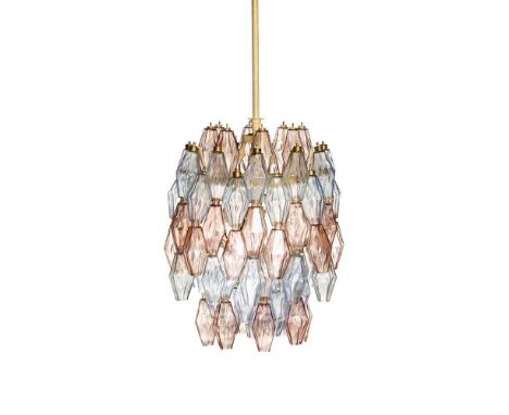 CARLO SCARPA (1906-1978) FOR VENINI 'POLIEDRI' CHANDELIER, CIRCA 1955 glass, painted metal Dimensions:light, 56cm high, 45cm 
