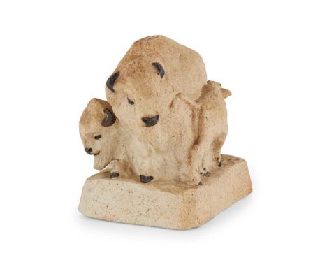 STELLA R. CROFTS (1898-1964) 'AMERICAN BISON', DATED 1925 unglazed stoneware, incised S.W./ S.G./ STELLA R. CROFTS/ 1925/ AME