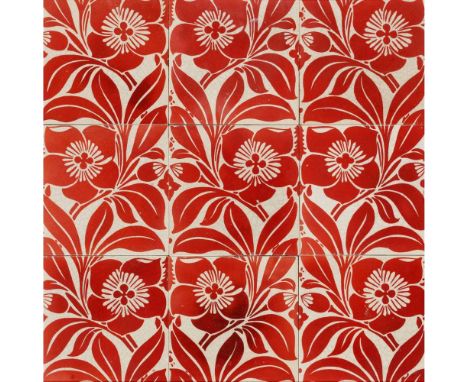 MAW &amp; CO. NINE-TILE PANEL, CIRCA 1900 glazed earthenware, framedDimensions:each tile 15.2cm square