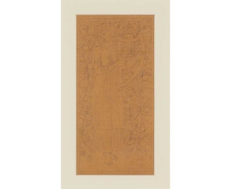 MORRIS &amp; CO. DESIGN FOR A TILE, 'THE MINSTREL' pencil on tracing paper, framedDimensions:26cm x 12.5cmNote: Note: In the 