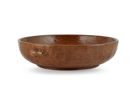 ROBERT ‘MOUSEMAN’ THOMPSON (1876-1955) LARGE BOWL, CIRCA 1960S-70S adzed oak, with carved mouse signature to the exteriorDime