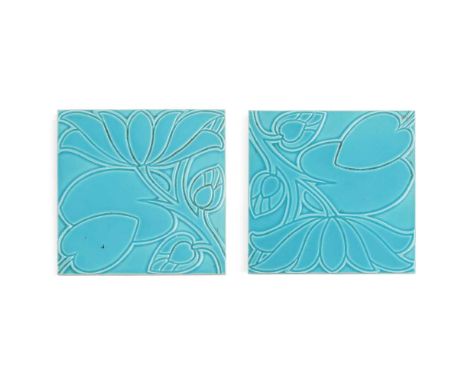 C.F.A. VOYSEY (1857-1941) FOR PILKINGTON'S TILE &amp; POTTERY CO. PAIR OF ARTS &amp; CRAFTS TILES, CIRCA 1920 glazed earthenw