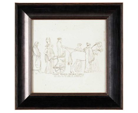 F. DAVIES AND SONS, NEWCASTLE UPON TYNE  ‘ULYSSES FOLLOWING THE CAR OF NAUSICAA’ glazed and printed ceramic, later frameDimen