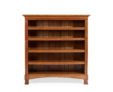 ENGLISH, MANNER OF LIBERTY &amp; CO., LONDON  ARTS &amp; CRAFTS BOOKCASE, CIRCA 1900 oak, each shelf with hinged dust protect