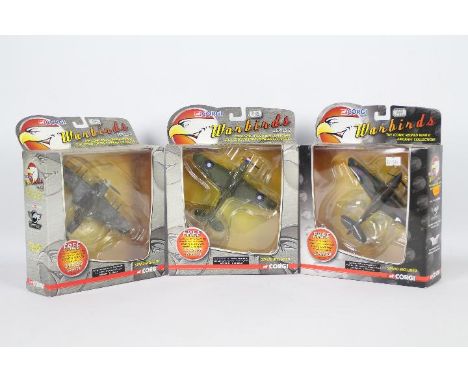 Corgi Aviation Archive - Three boxed diecast 1:72 scale military Aircraft from the Corgi series 'Warbirds'. Lot consists of W