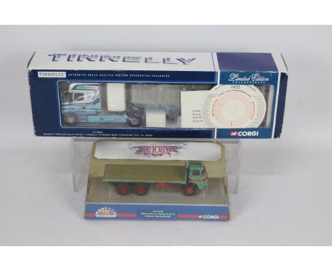 Corgi - 2 x boxed trucks in 1:50 scale, an Albion Reiver Platform lorry in Pollock Of Musselburgh # CC11610 and a limited edi