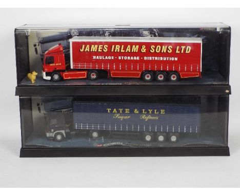 Corgi - A boxed pair of Corgi 1:50 scale 'Modern Trucks'. Lot contains #75401 Leyland DAF Curtainside 'James Irlam &amp; Sons