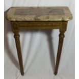 Kleiner Konsoltisch Franken, um 1780 Auf kannelierten Beinen, rechteckige Zarge mit Eckrosetten; die