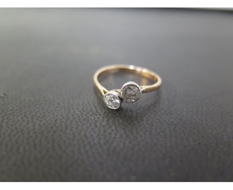 A brilliant-cut diamond two-stone crossover ring - Estimated total diamond weight 0.50ct - Estimated H-I colour, P2-P3 clarit