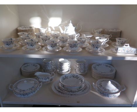 A Royal Albert 123 piece Brigadoon tea and dinner service with blue floral and foliate decoration 
Condition report: All in g