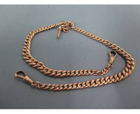 A 9ct yellow gold watch chain with T-Bar - Weight approx. 16gms - Length approx. 36cm 