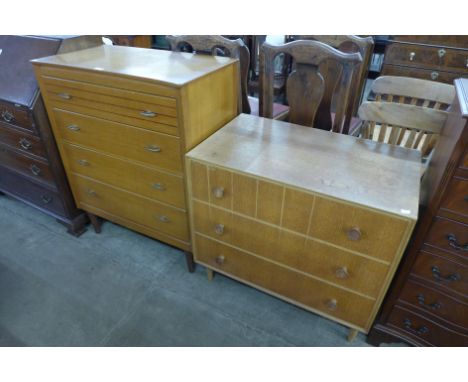 A light oak chest of drawers and one other 