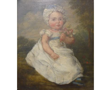 English School (early 18th Century), portrait of a child, oil on canvas, 58 x 49cms, framed 