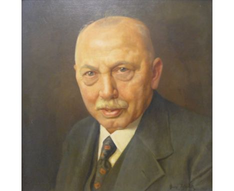 George Jilovsky (Czechoslovakian 1884-1958) portrait of a gentleman, oil on board, dated 1935, 44 x 44cms, framed 