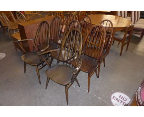 A set of eight Ercol Golden Dawn elm and beech Quaker chairs 