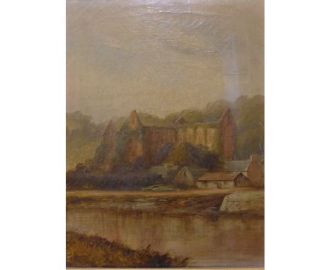 M. Jacobi, Dryburg Abbey and Tinturn Abbey, oil on canvas, 39 x 30cms, framed 