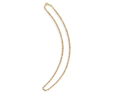 AN 18CT GOLD, FANCY-LINK CHAIN Total length ca. 49.5cm Condition Report:  In general, light wear. The clasp fastens and appea