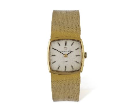 AN 'ETERNA MATIC' WRISTWATCH BY SAHIDAAutomatic movement, the rounded square, silvered dial with black baton hour indices and