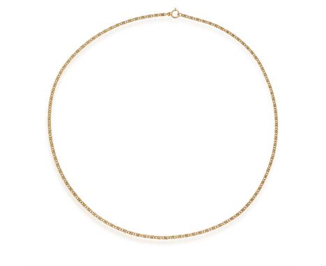 A 14CT GOLD, SCROLL-LINK CHAIN, Stamped ‘14K 585’, total length ca. 45.5cm  Condition Report:  In general light wear. The cla