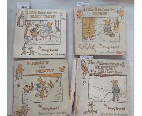 Collection of four Mary Tourtel Rupert Bear children's books, 1920's first editions undated, published by Thomas Nelson & Son