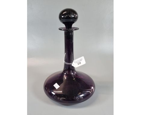 Amethyst coloured glass ships type decanter and stopper. (B.P. 21% + VAT) 
