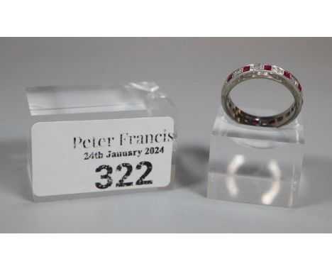 18ct white gold diamond and ruby eternity ring.  5g approx.  Size P.  (B.P. 21% + VAT) 
