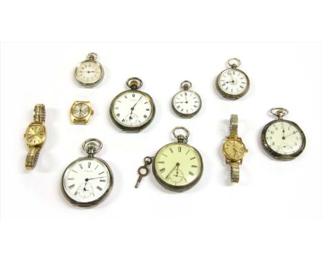 A quantity of silver pocket watches, to include a sterling silver fusee verge pocket watch, the movement signed 'L. Lehmann, 